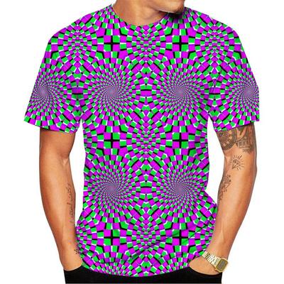 Pánské tričko s optickým klamem, barevné 3D tištěné tričko, letní ležérní volná trička s krátkým rukávem, unisex, topy s výstřihem do O-neck