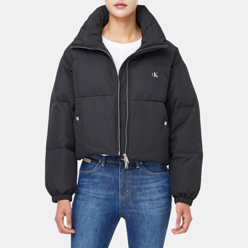 Calvin Klein Comfortable Letter Print Short Kendall Collar Korean Style Down Jacket Women Outerwear Black J225572BEH