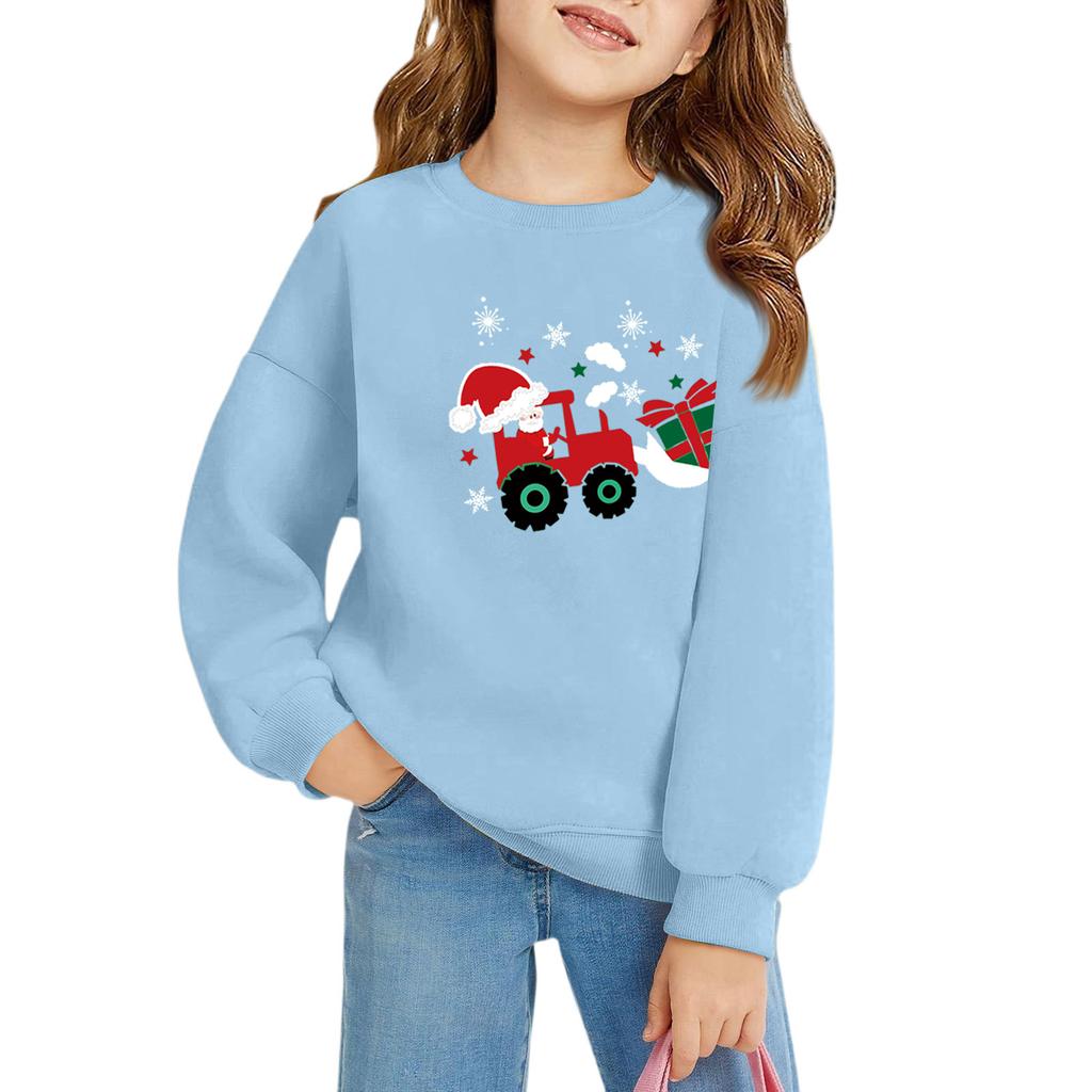 Vánoční den Dívčí pulovry s kulatým výstřihem pro děti Potištěné dětské topy