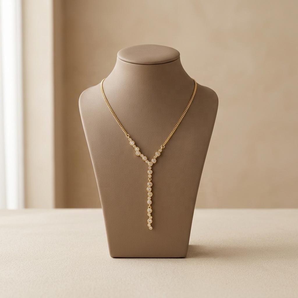 Designer AB Statement Gold Tassel Choker Bling Full Diamond Zircons Y Shape Long Necklace Dinner Party High Jewelry