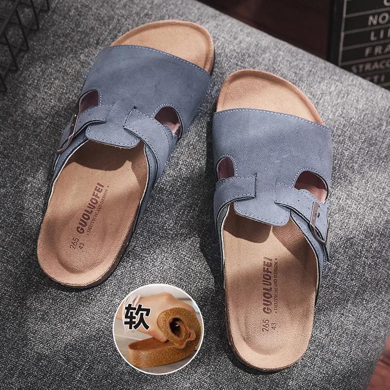 Fashion Men's Slippers Summer New Style Trend Cork Slippers Anti Slip Sandals Versatile Beach Slippers Flip Flops Big Size 40-46