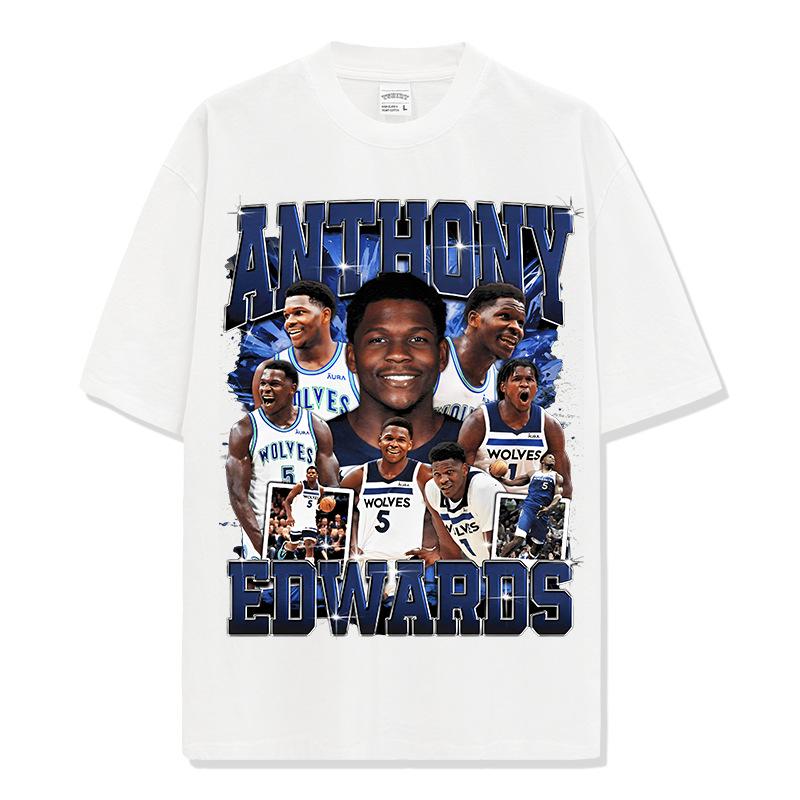 Retro Anthony Print Short Sleeve Vintage Washed Heavyweight T-Shirt