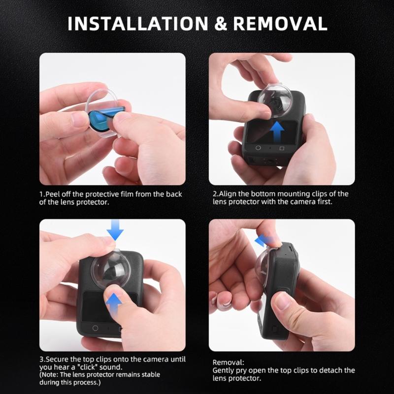 AntiScratch Camera Lens Protectors for 360 Cameras Toolless Mounting System For Adventure Photography