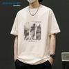 T-shirt da uomo Jeanswest a vestibilità larga con stampa paesaggistica in cotone pesante