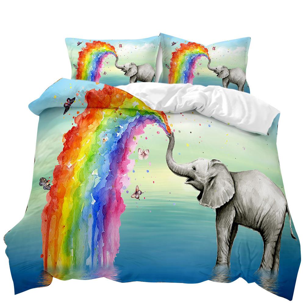 Reactive Printing Watercolor Painting Bohemian Elephant Bedding Set Winter Duvet Cover Sets Kids Adult Home Textile Bed Cover