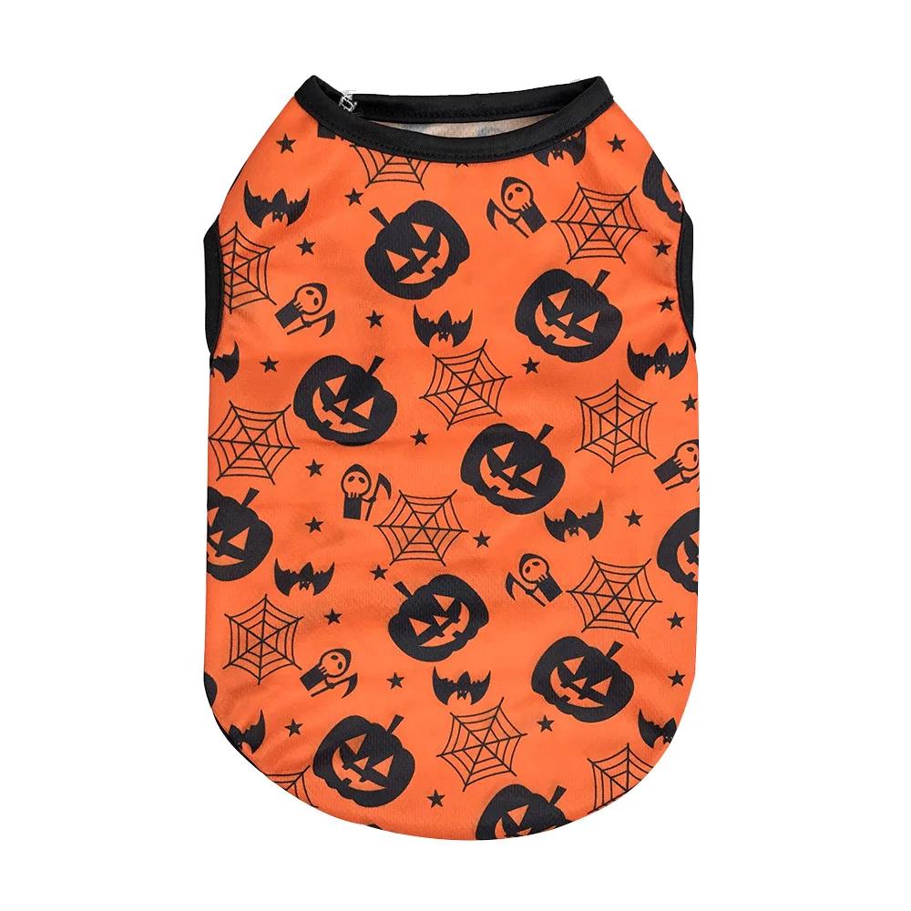 Dog Cosplay Costumes Funny Pumpkin Halloween Puppy Party Clothes Pet Transformation Sleeveless Vest For Small Medium Dogs Cats