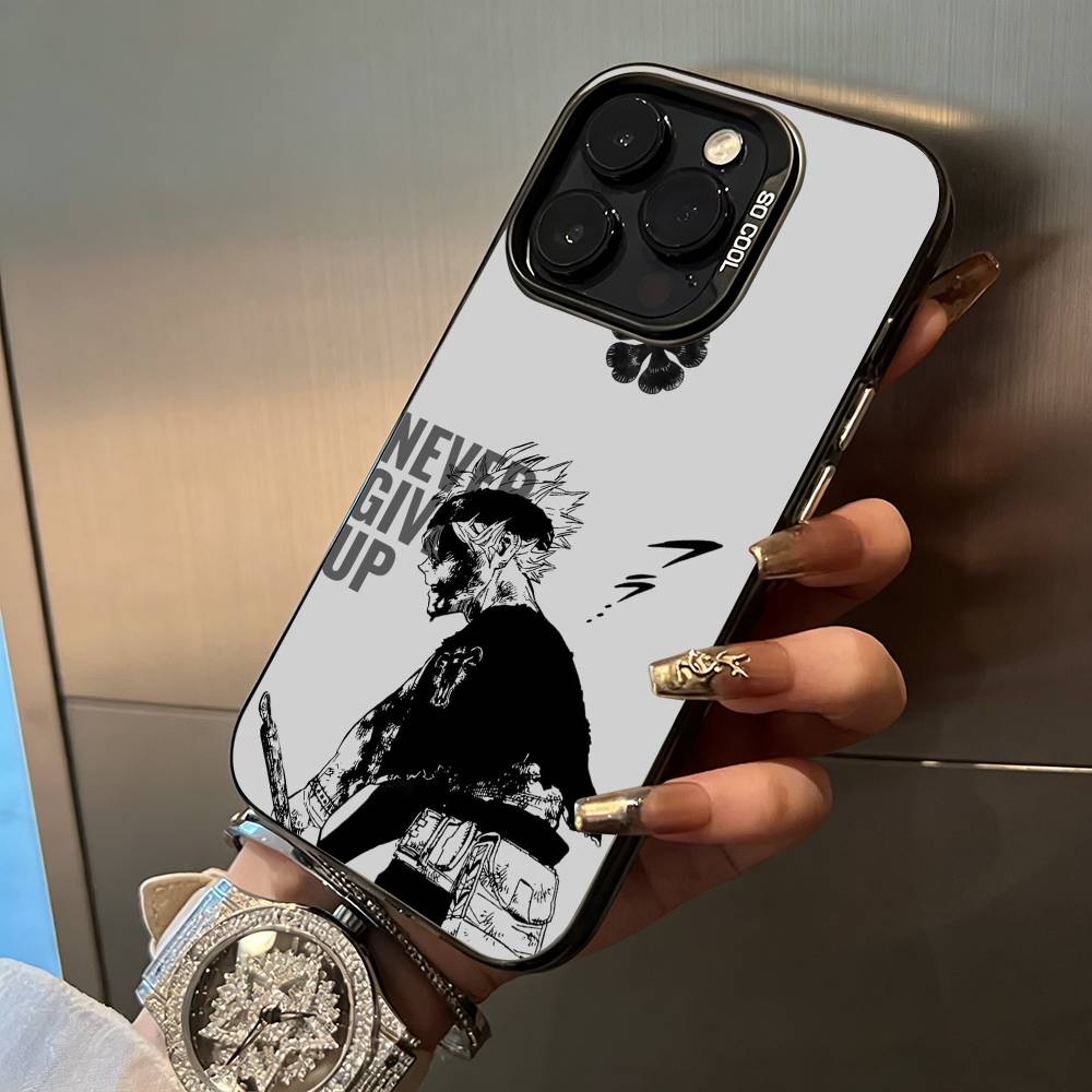 Black Clover For iPhone 17 16 15 14 13 12 11 Pro Max XS 17 Air Silicone Colored Silver Bumper Cover