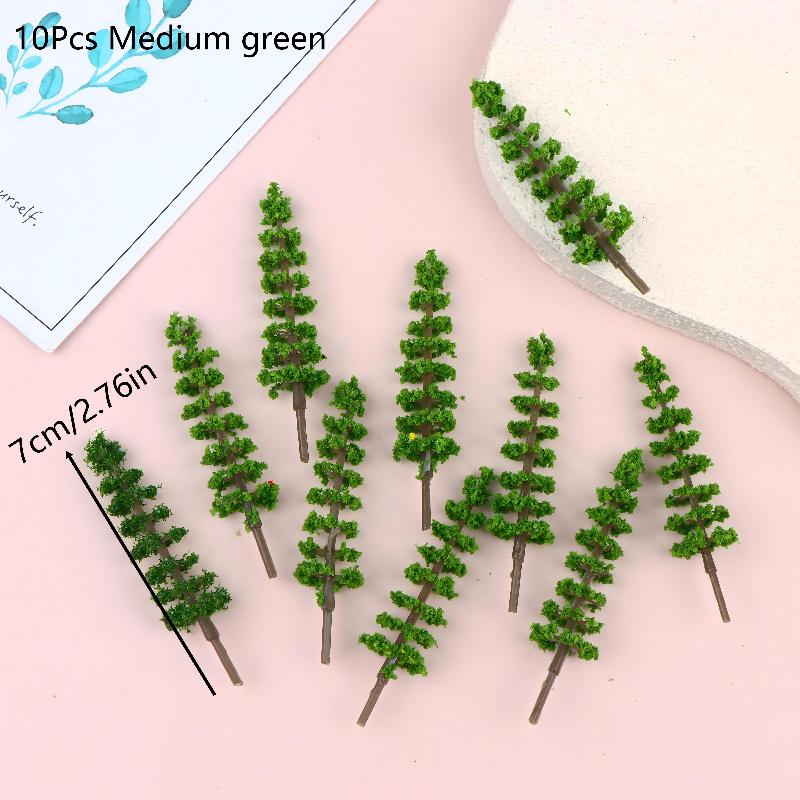 10Pcs Simulation Mini Green Tree Model Dollhouses Garden Landscape Ornaments Dollhouse Railway Street Scene Decoration