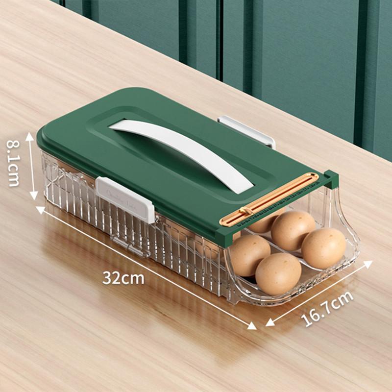 Scatola Porta Uova Tipo Cassetto per Frigorifero Frigorifero Scorrimento Automatico Organizzatore Cucina Organizzatori per la Casa Contenitori Ermetici Cibo