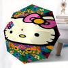 Hello Kitty,Floral Pattern Automatic Folding Umbrella-Simple 8-Rib Design, Bright Cartoon Pattern, Durable Iron Frame, Suitable For Travel,