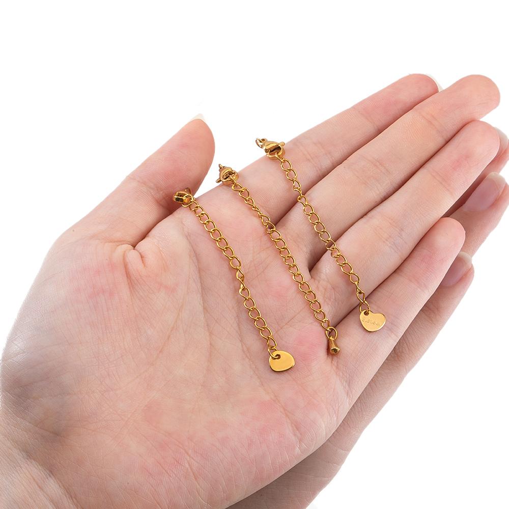 5pcs Stainless Steel Extension Golden Tail Chain Lobster Clasp Connector Extended Chain for Bracelet Necklace DIY Jewelry Making