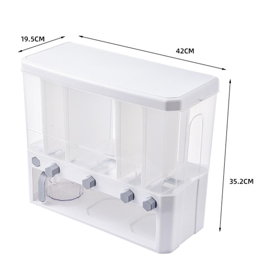 Wandmontierter Getreidespender Küchen-Lebensmittelaufbewahrungsbehälter Reis-Körner-Spender Transparent Separate Versiegelte Vorratsgläser