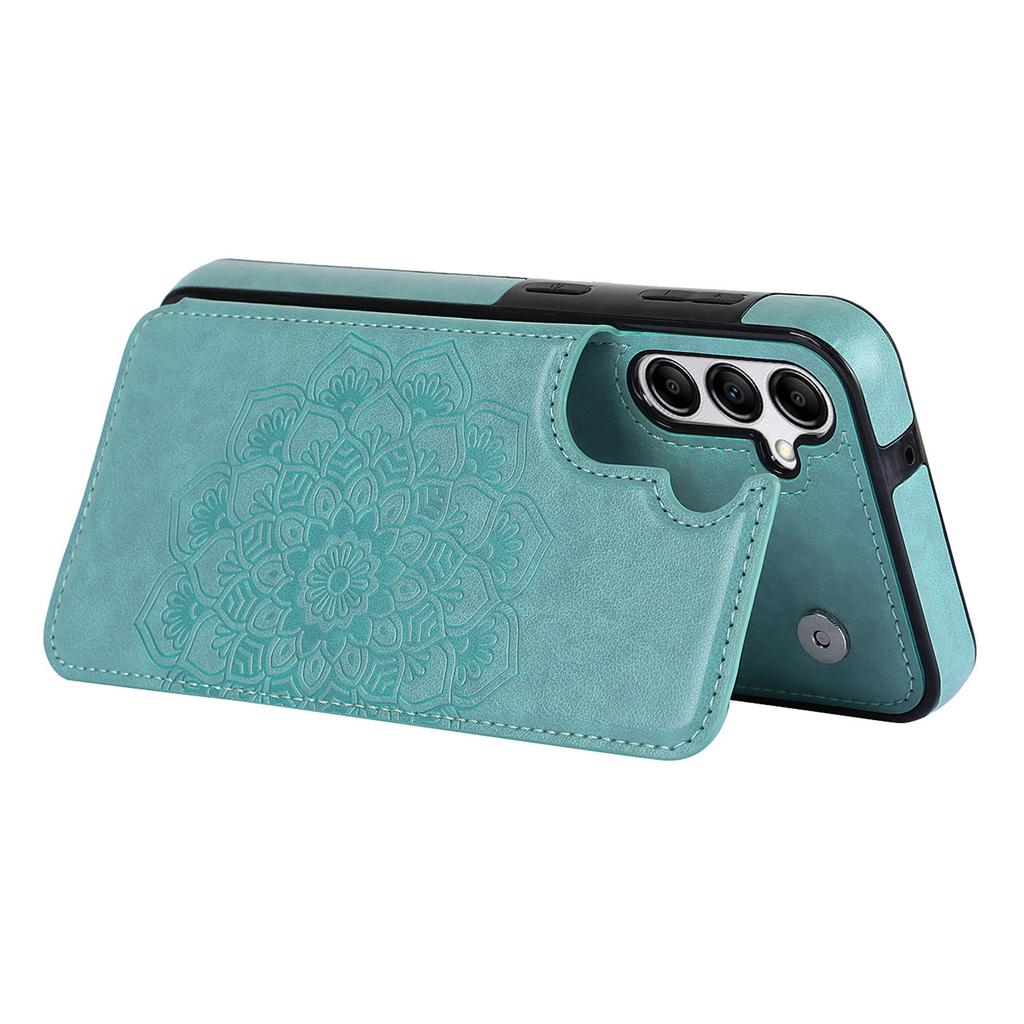 Capa magnética para celular Samsung Galaxy A15 5G com estampa de flor de mandala e compartimentos para cartão