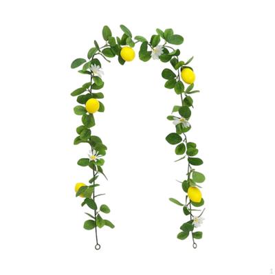 Artificial Lemon Garland with Flowers 67inch Outdoor Indoor Fake Fruit Greenery Vine for Door