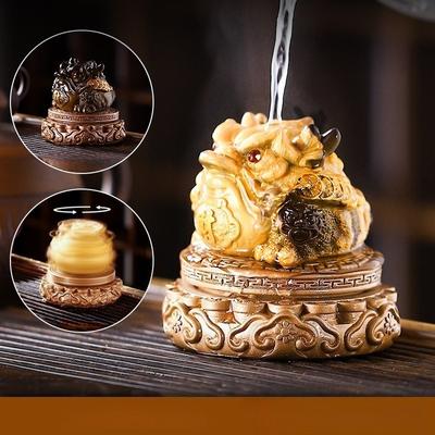 Rotating Fortune Toad Tea Pet Color Changing Ceramic Figurine for Gongfu Tea Set Teahouse Office Desk Home