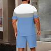 Men Stripe Print Casual Short Sleeve Crewneck Top and Shorts Two Piece Set Relaxed Fit Lightweight Outfit