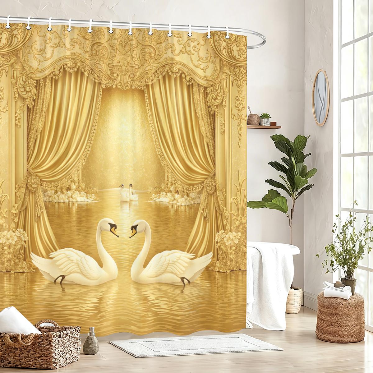 

2D Flat Printed Polyester Shower Curtain - Gorgeous Themed Bathroom Decor, Stylish Bathtub Partition Curtain For Home W60H190(CM)-1 Pcs