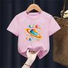 Fun solar system planet print summer childrens Tshirt
