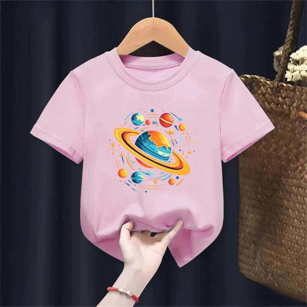 Fun solar system planet print summer childrens Tshirt