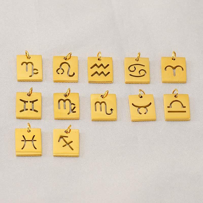 Simple titanium steel 12 constellation pendant DIY necklace women's 18K stainless steel versatile necklace neck jewelry