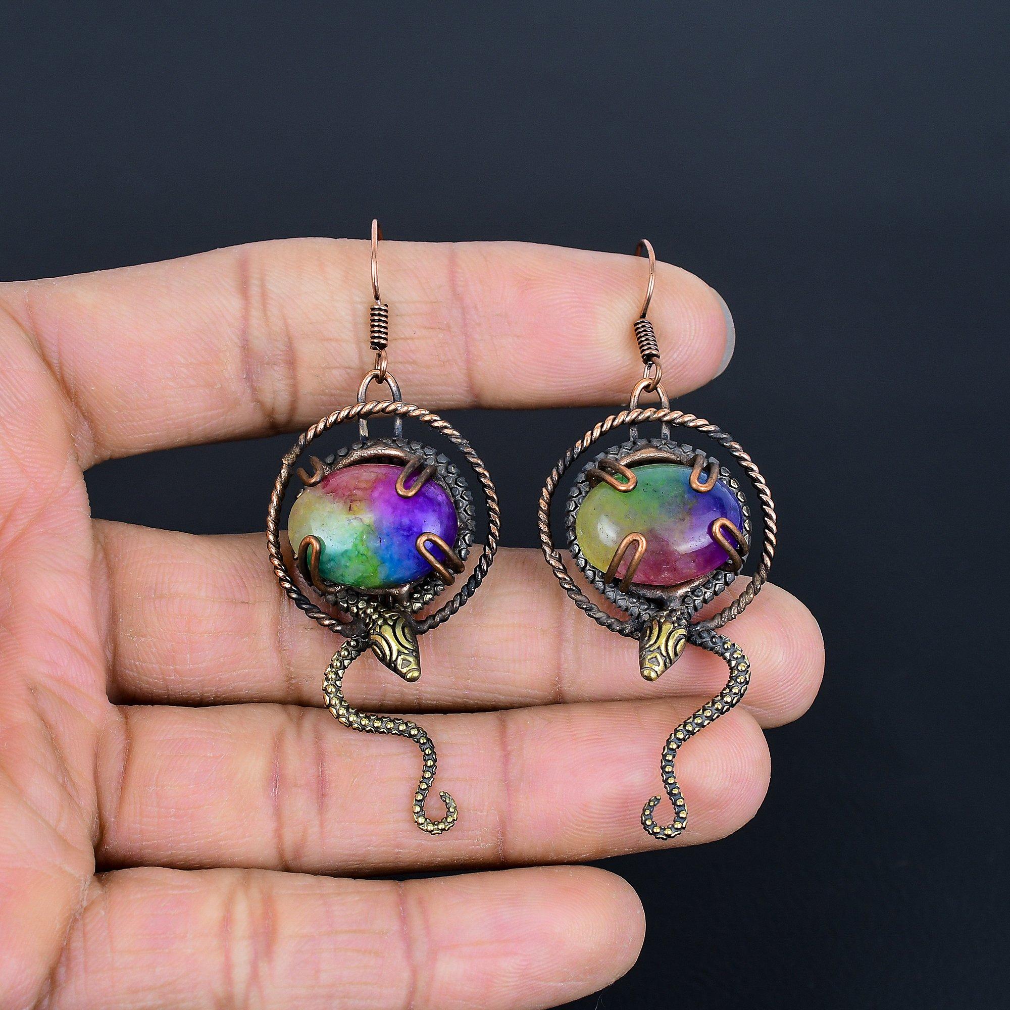 

Кулон из Радужного Солнечного Кварца, обернутый медной проволокой 999 пробы, Ювелирное изделие с подвеской из драгоценного камня ручной работы, Подарки для жены, Новая подвеска 2.27 Inches