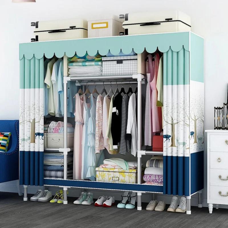 Dulap simplu, ușor de asamblat, dulap anti-praf, depozitare din țevi de oțel, dulap suspendat, economisește spațiu, dulap pentru dormitor și cămin