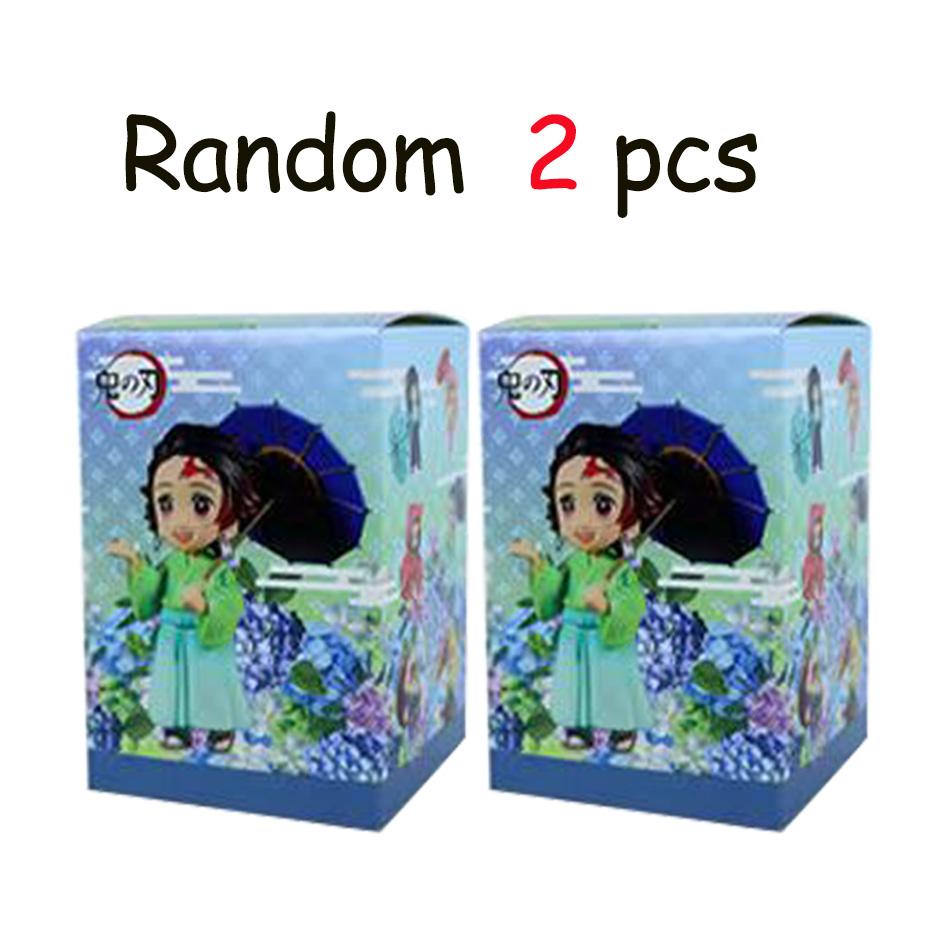 12pcs Anime Demon Slayer Tanjiro Kamado Nezuko Christmas Halloween PVC blind box cartoon figure model ornament child gift Random Mystery Trendy