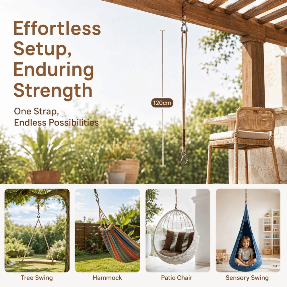 60/120cm Swing Suspension Rope Heavy Duty Hammock Chair Connection Rope Tie-Down Straps  Hammocks