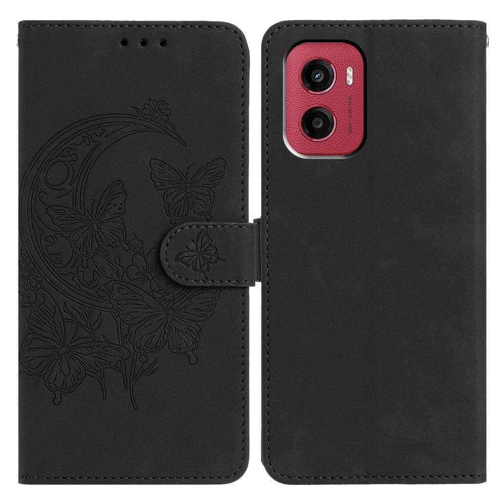 For Motorola Moto G05 4G/E15 4G Case Butterfly Flower Imprinted PU Leather Wallet Stand Phone Cover