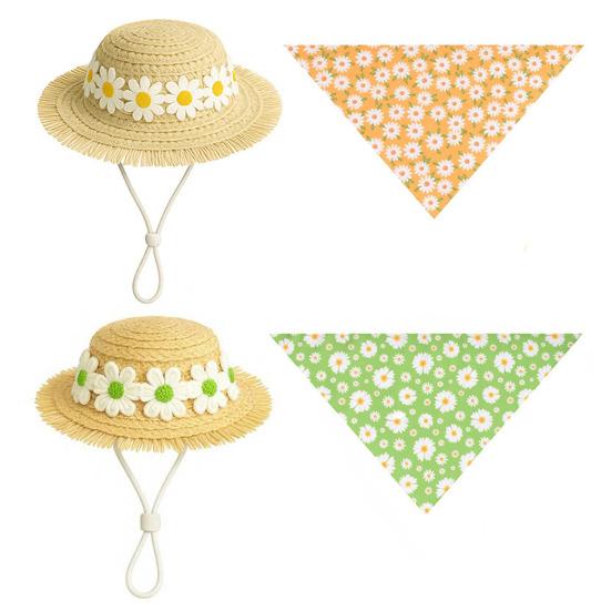 Pastoral Style Goose Bonnet Hat Triangle Scarf Flower Pattern Bright Color Porch Goose Costume Farmhouse Photo Prop