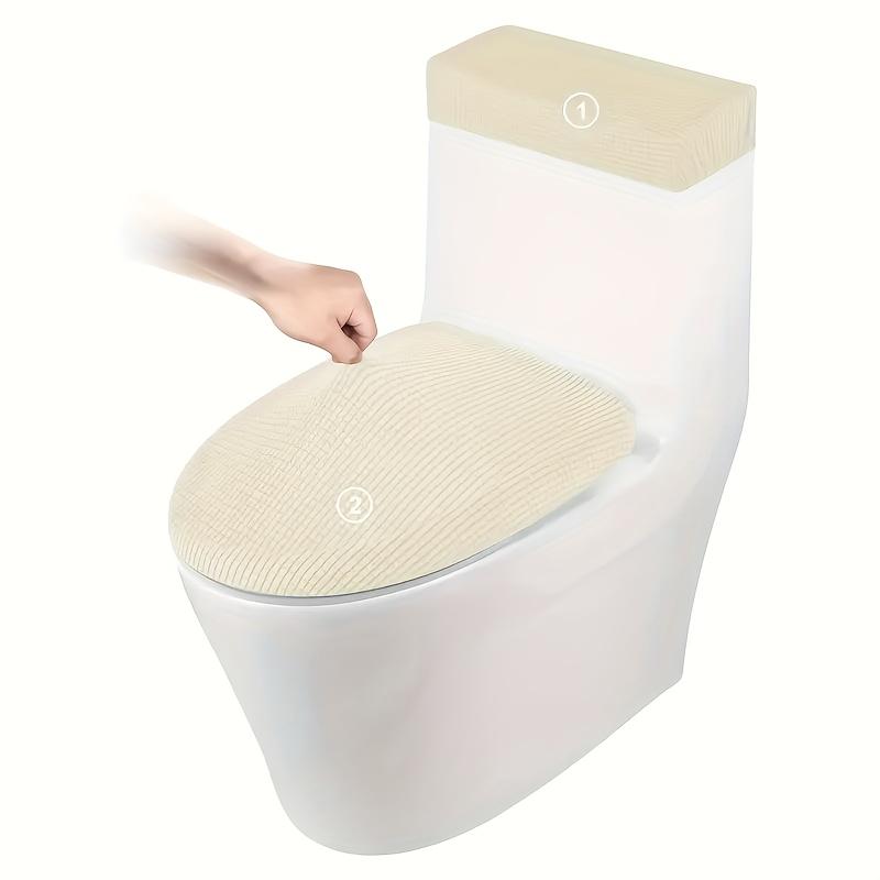 2pcs Elastic Corn Kernels Toilet Seat Cover Fresh Solid Color Bathroom Sanitary Napkin Cover Suitable for All Seasons Wrapped U-shaped Adapter