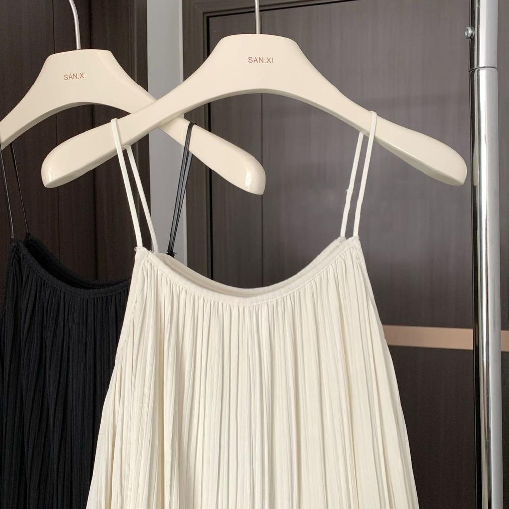 Women Summer Spaghetti Strap Pleated Sleepdress Female Sexy Loose Pajamas Home Clothing Can Be Wear Out