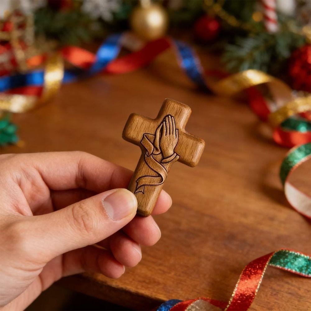 Blessing Mini Wooden Cross with Card Crosses Figurine Cross Ornament  Daily Prayer
