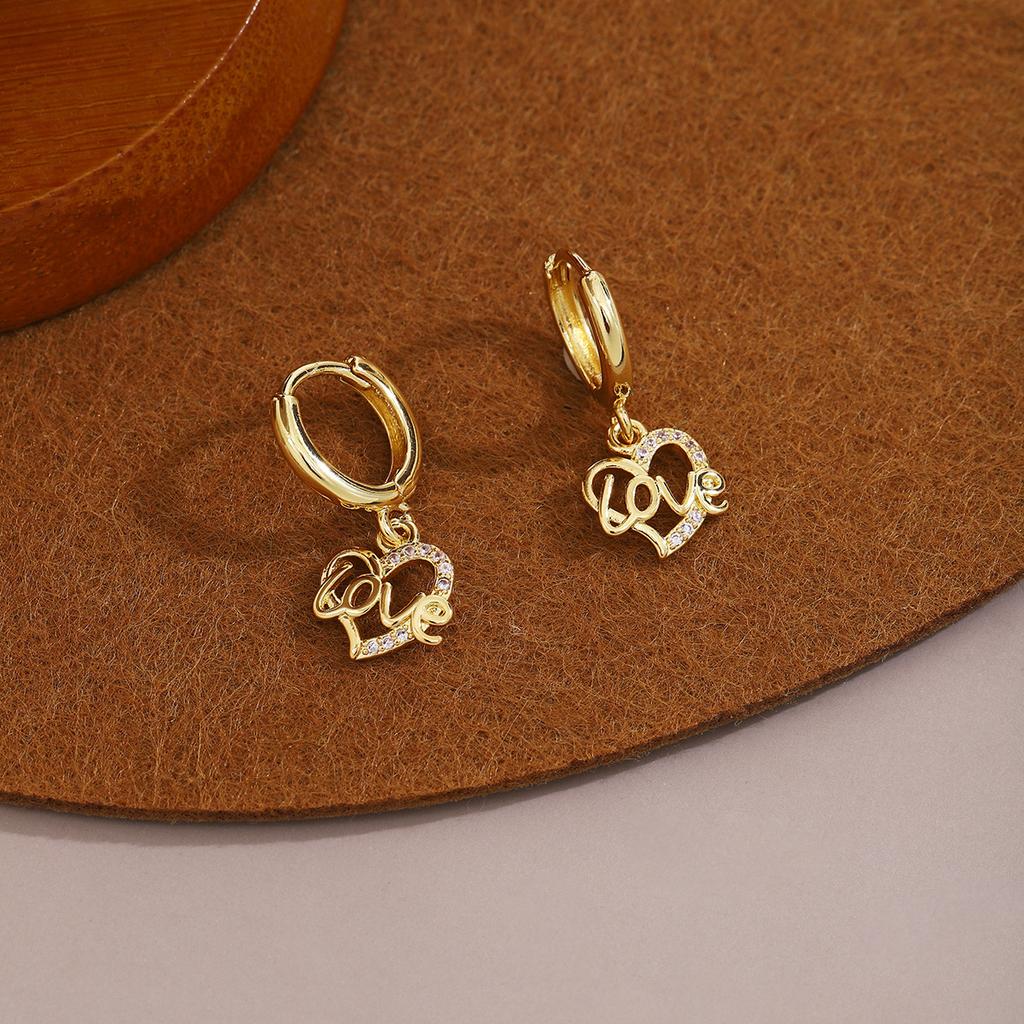 Personnalité Haut de Gamme Creux Super Brillant Boucle d'Oreille Couleur Or Dauphin Cœur Papillon Couronne Lune Pendants d'Oreille Zircon de Luxe