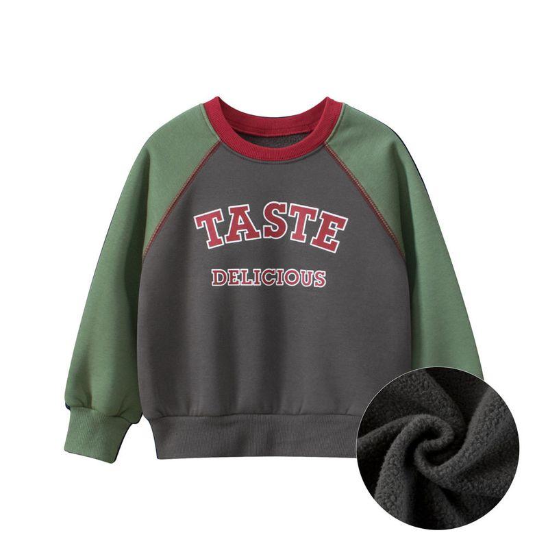 27Kids Children s Clothing Boys  Fleece Sweatshirt Autumn and Winter Boys  Fleece Pullover Children s Letter Top K2708 Dark Gray/Ai Green 140
