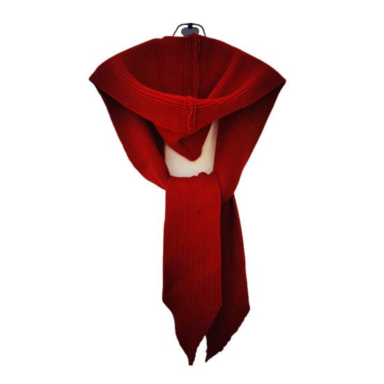 Women Hat Scarf Solid Color Soft Warm 2 In 1 Knit Scarf Hat Versatile