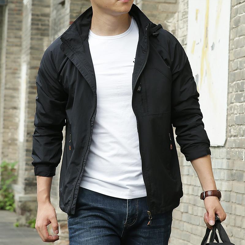 Jacket Men's Spring and Autumn Thin Fattened Jacket Casual Solid Color Outdoor Charge Top Fleece Plus Jacket