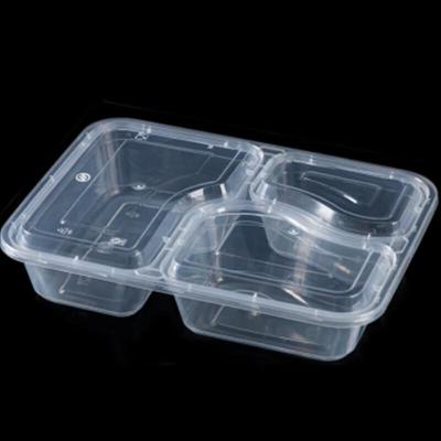 Ronghe Disposable 3-Compartment Transparent PP Lunch Box