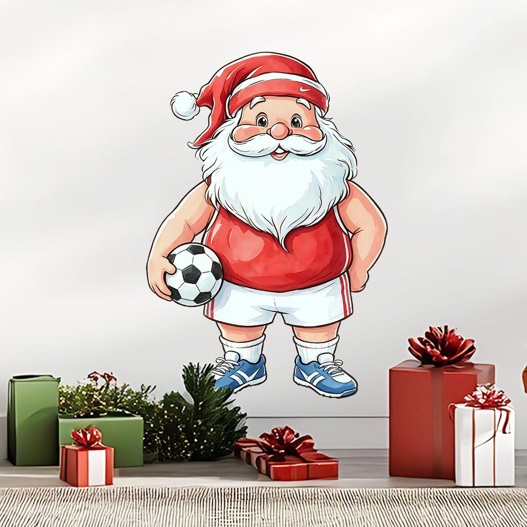 3D Illusion Santa Claus Wall Sticker Self Adhesive Removable No Damage Living Room Bedroom Decor