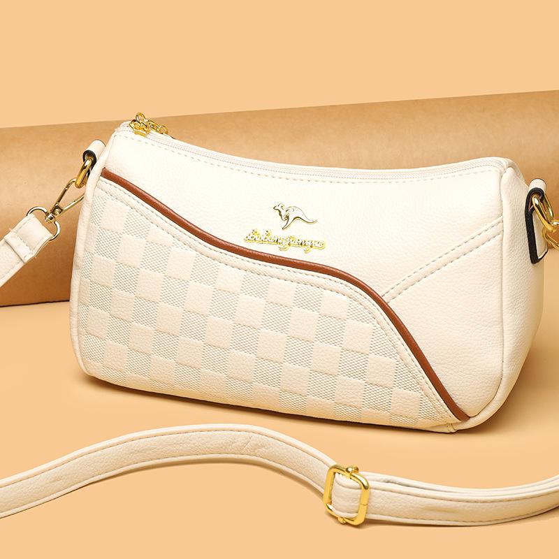 Single Shoulder Messenger Bag Women's Stitching Contrast Color Women's Bag Middle-aged Lady Bag Light Bag