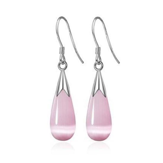 Fashion Waterdrop Hook Opal Leaf Earring Earrings Flower Jewelry for Women Gift розовый