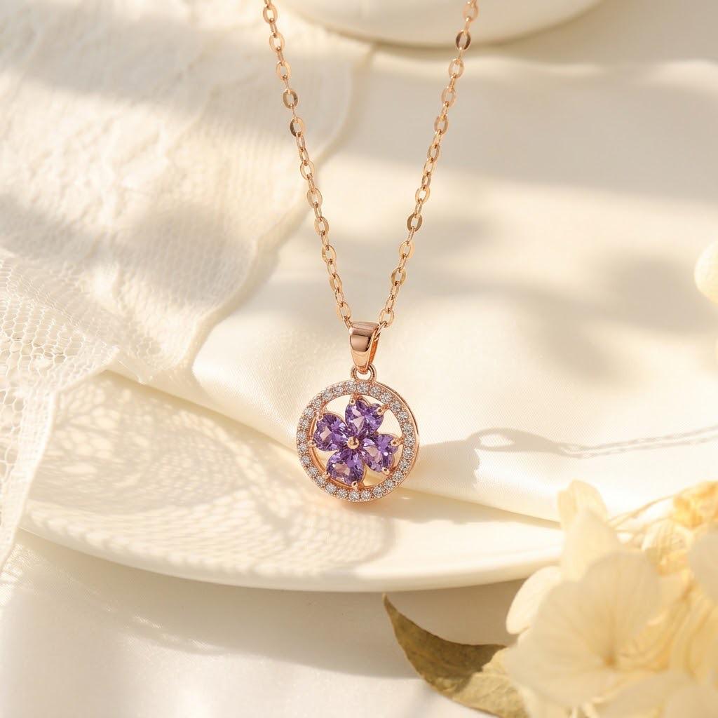 Korean Titanium Steel Necklace with Rotatable Windmill Pendant & Zirconia Pearl Clavicle Chain for Women