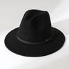 New autumn and winter woolen fedora hat with flat brim, versatile straight-brimmed jazz hat, vintage gentleman style