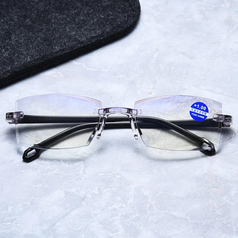 1PC Vintage Rimless Bifocal Reading Glasses Unisex Progressive Near Far Anti-blue Light Ultralight Eyewear