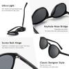 Sungait Polarized Sunglasses Vintage Round Retro Style UV400 Matte Black Frame Gray Lens SGT166HEIKHU Women's Men's