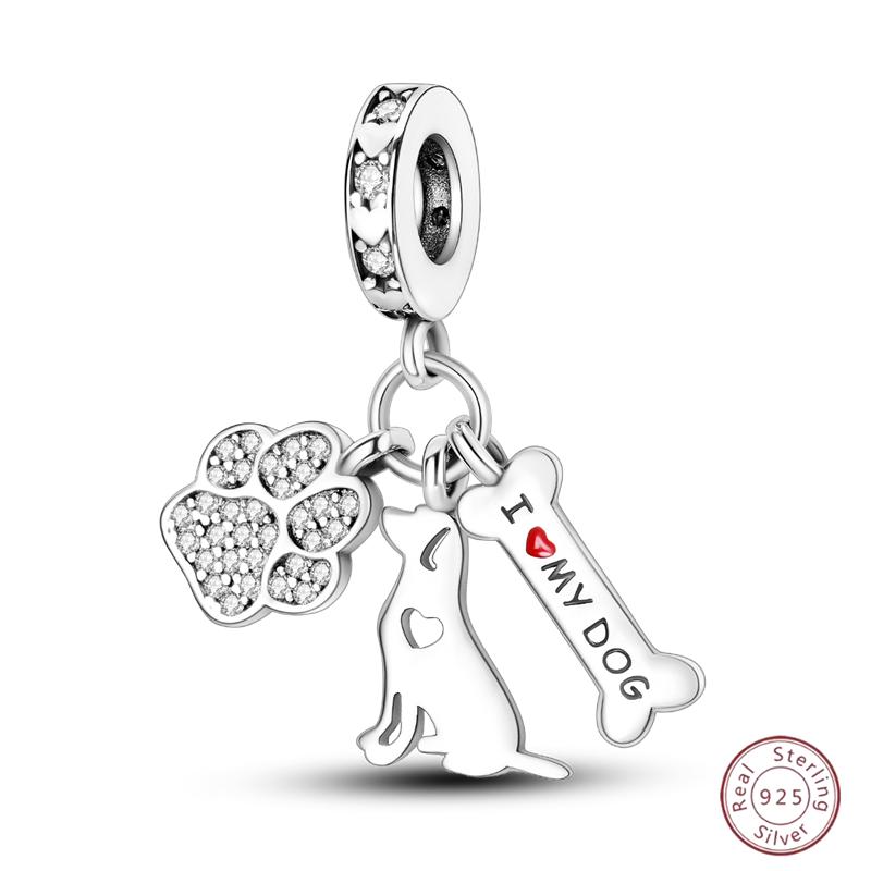 Copper Beaded Pendant Shiny Zircon Animal Elephant Puppy Original 3Mm Bracelet Women Fine Jewelry