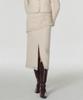 Aussel Fringed Wool Tweed Skirt Cream