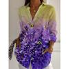 Camicia da Donna Floreale Attiva Elegante Bottoni Camicetta Scollo a Revers Camicetta da Donna a Manica Lunga Abbigliamento da Donna Abbigliamento Femminile