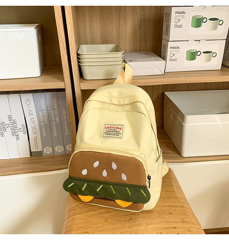 School Bag Ins Hamburg Niche Cute Design School Bag Cartoon Versatile College Student Lightweight Travel Backpack Casual Backpack