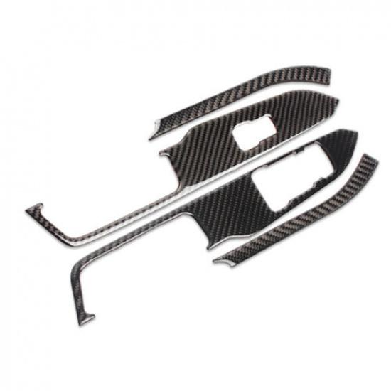 4x Carbon Fiber Car Inner Door Window Lift Button Panel Cover For Mustang 15-21